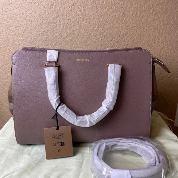 Burberry Banwell Tote rose gold Leather Shoulder Bag New